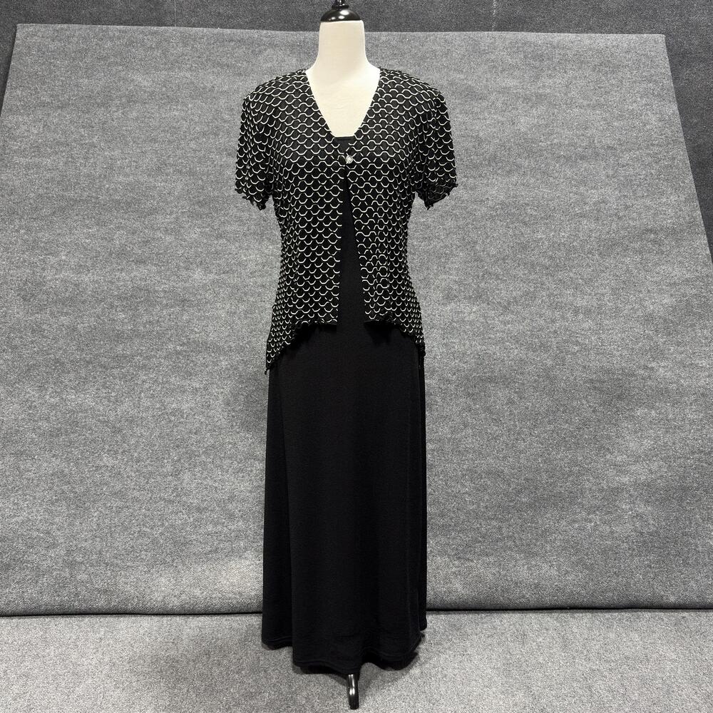 Joseph Ribkoff Dress Womens 8 Black 2 Piece Jacket Maxi Evening Formal Gown